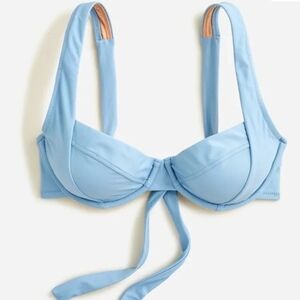 J. Crew Re-Imagined Sky Blue Strappy Back Underwire  Bikini Top